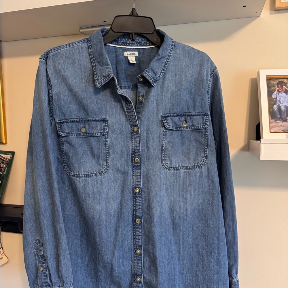 L.L. Bean Blue Denim Button-Down Shirt